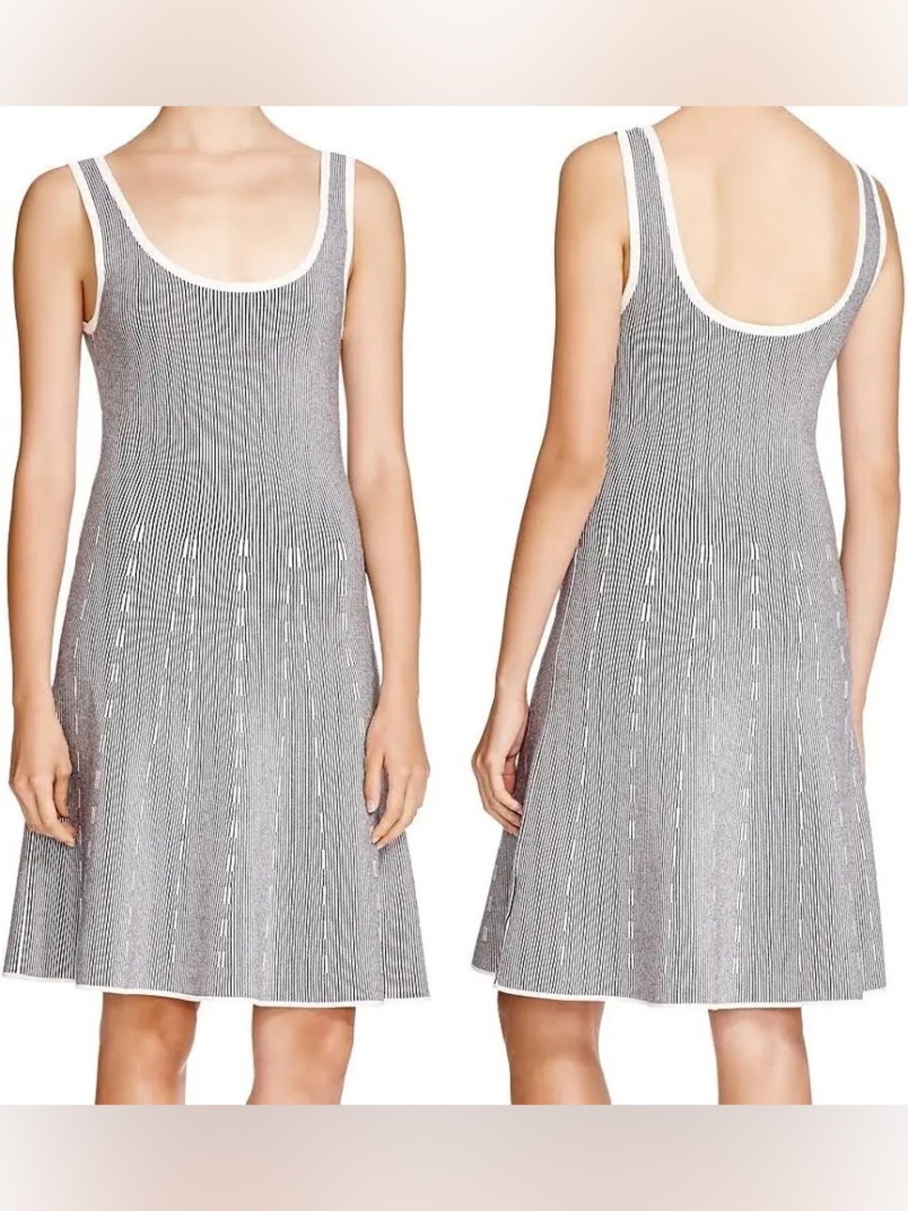 RARE! NWT Theory Cordris Knit Dress- geometric, ivory/navy, S (retail $385)